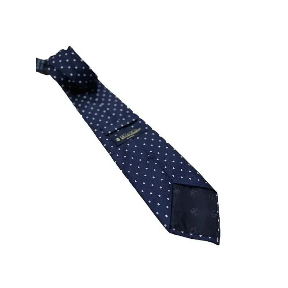 BROOKS BROTHERS Blue Grometric Tie 100% Silk Necktie Stain Resistant 60 X 4 - Picture 2 of 2